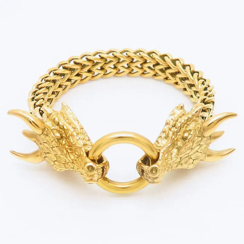 Mens Silver Bracelet Heavy Sterling Silver Dragon Bracelet - CIVIBUY