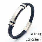 Simple Leather bracelet with steel Men Bracelet - CIVIBUY