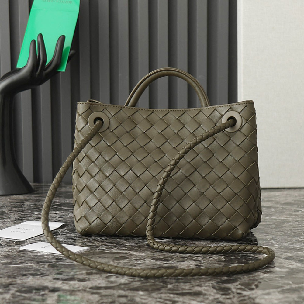 Top Handle Bag Woven Leather With Knot Sliding Bag