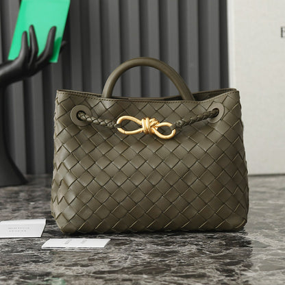 Top Handle Bag Woven Leather With Knot Sliding Bag