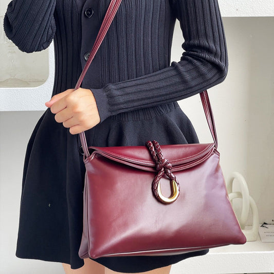 Smooth Calf Leather Bag With Double Flap Crossbody Bag,Big【KE-BT88】