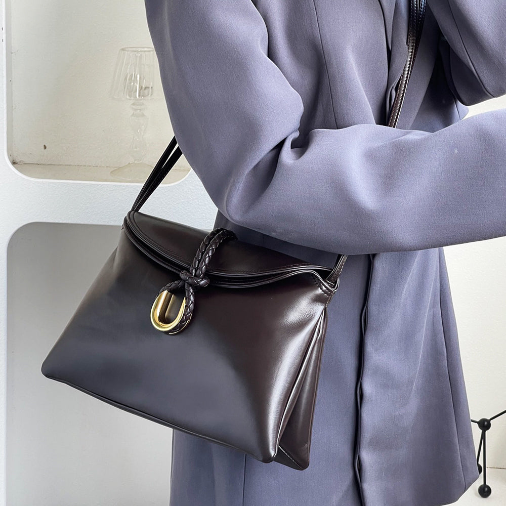 Smooth Calf Leather Bag With Double Flap Crossbody Bag,Medium【KE-BT88】