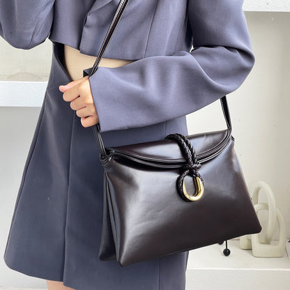 Smooth Calf Leather Bag With Double Flap Crossbody Bag,Medium【KE-BT88】