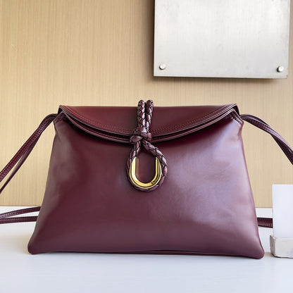 Smooth Calf Leather Bag With Double Flap Crossbody Bag,Medium【KE-BT88】