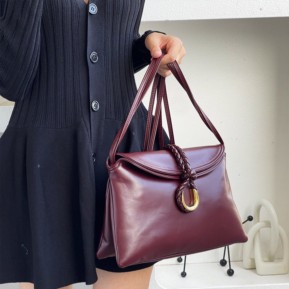 Smooth Calf Leather Bag With Double Flap Crossbody Bag,Medium【KE-BT88】