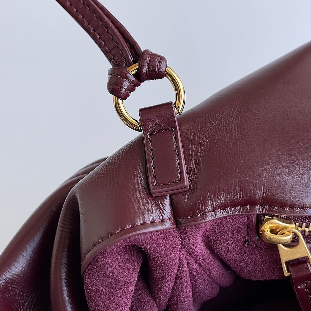 Smooth Calf Leather Bag With Double Flap Crossbody Bag,Medium【KE-BT88】