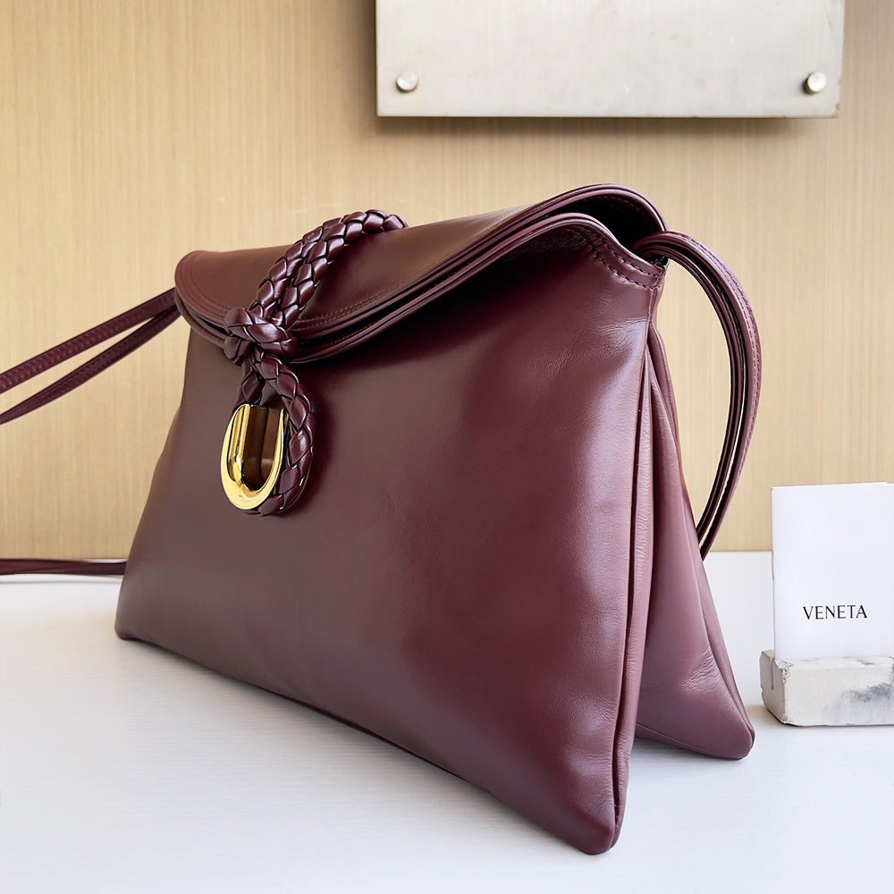 Smooth Calf Leather Bag With Double Flap Crossbody Bag,Medium【KE-BT88】