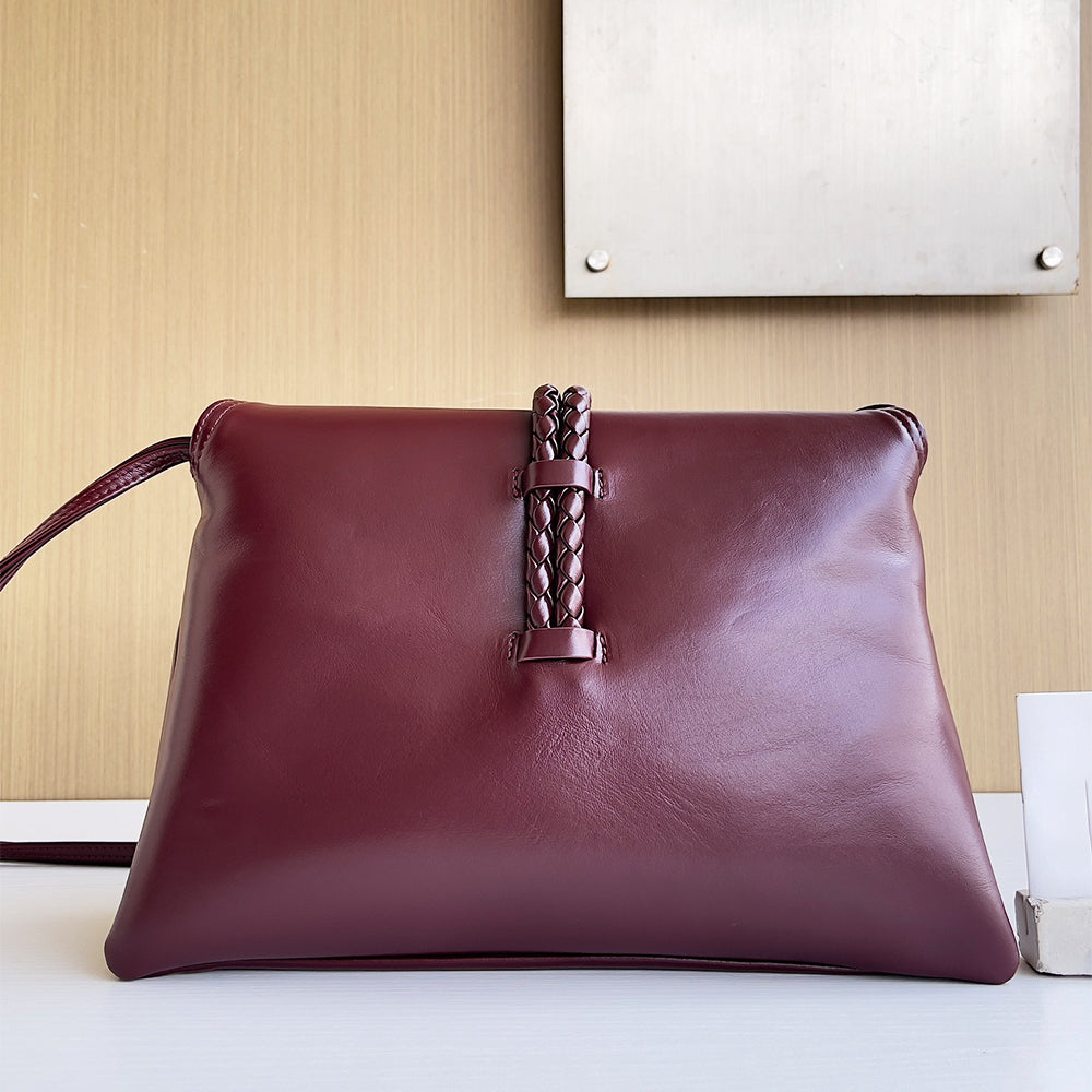 Smooth Calf Leather Bag With Double Flap Crossbody Bag,Medium【KE-BT88】