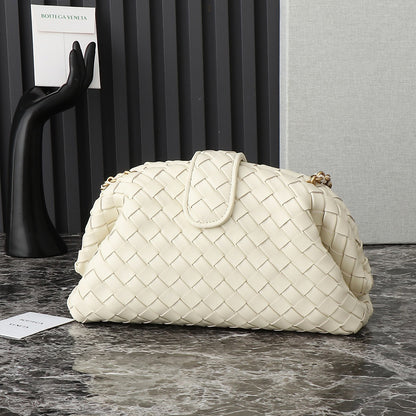 Lauren Teen Clutch With Chain Woven Leather Clutch,white