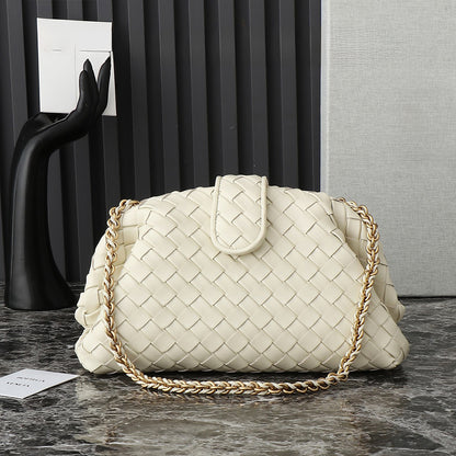 Lauren Teen Clutch With Chain Woven Leather Clutch,white