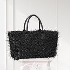 Artisan Quad-Layered Fringed Lambskin Tote Hand-Woven Italian Nappa