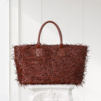Artisan Quad-Layered Fringed Lambskin Tote Hand-Woven Italian Nappa