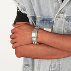 Cuba stainless steel heavy bracelet for men biker style bracelet D4-C - CIVIBUY