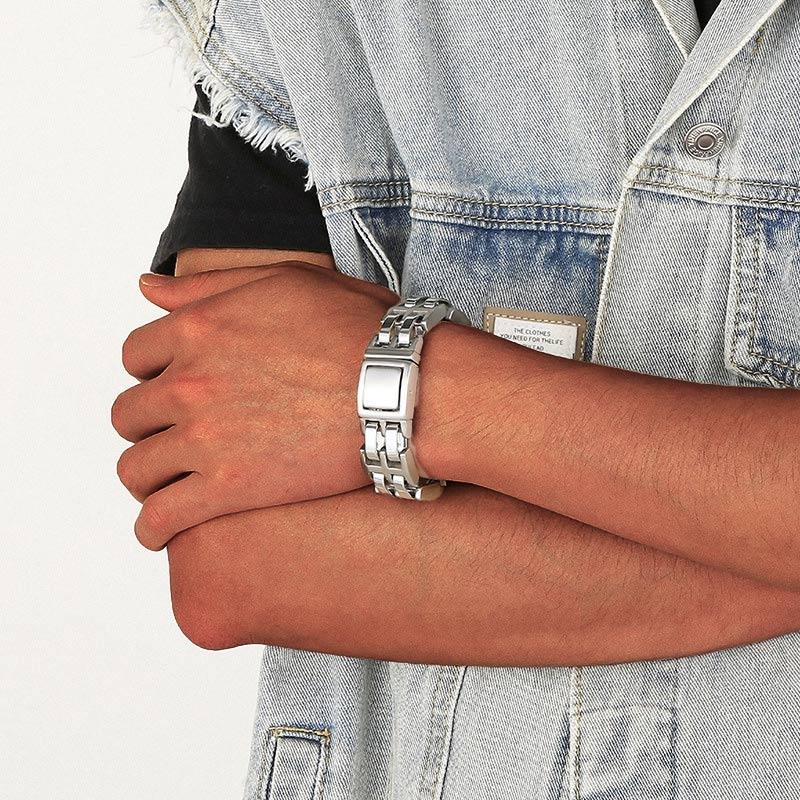 Cuba stainless steel heavy bracelet for men biker style bracelet D4-C - CIVIBUY