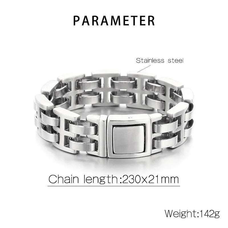 Cuba stainless steel heavy bracelet for men biker style bracelet D4-C - CIVIBUY