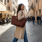 Artisan Quad-Layered Fringed Lambskin Tote Hand-Woven Italian Nappa