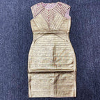 Absolute Queen Gold Metallic Bandage Midi Dress