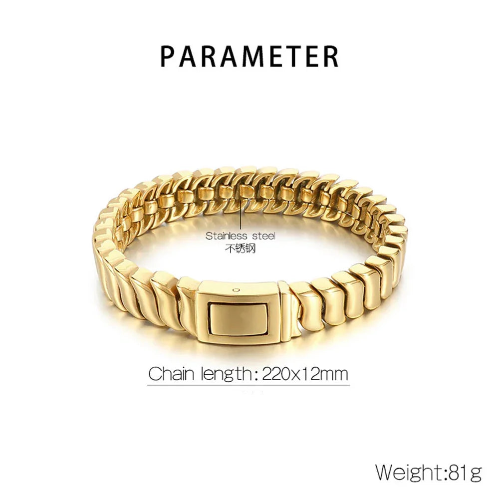 Cuba stainless steel heavy bracelet for men biker style bracelet D4-K - CIVIBUY