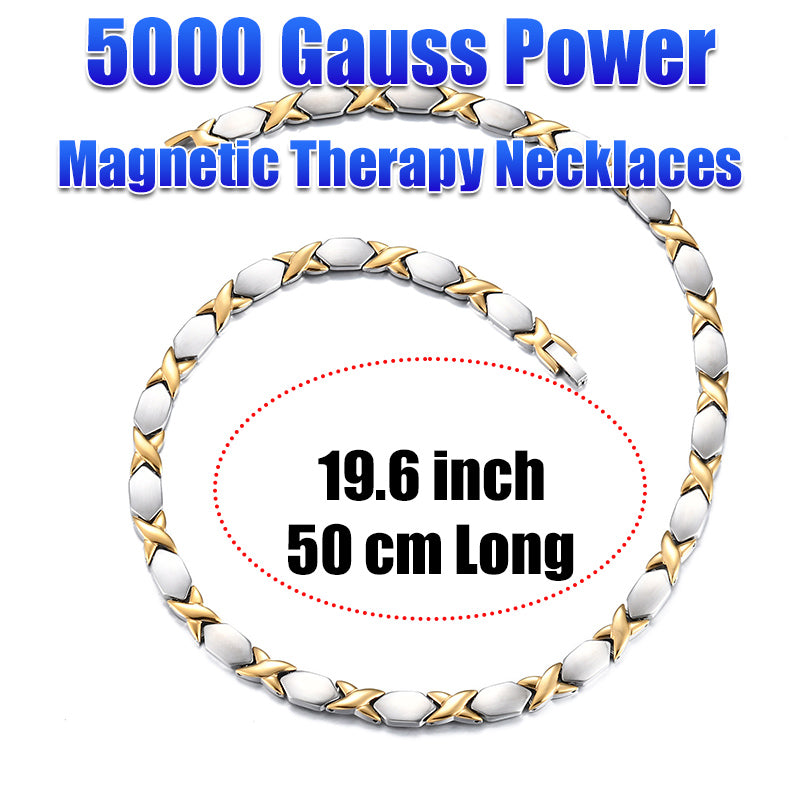 Powerful Silver & Gold Titanium Magnetic Therapy Necklace - CIVIBUY