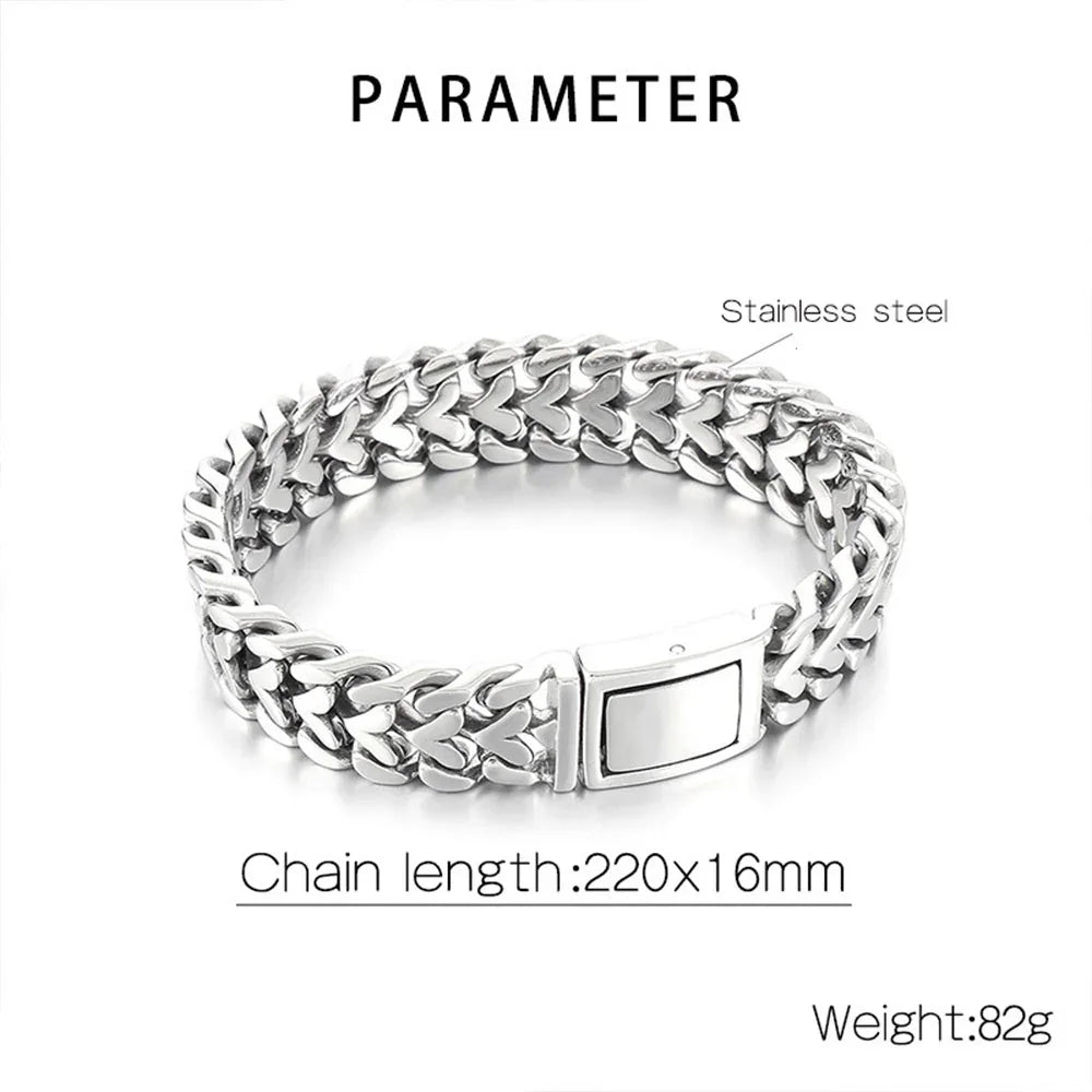 Stainless Steel 16MM Link Chain Heart Shape Wristband Men's Bracelets - CIVIBUY