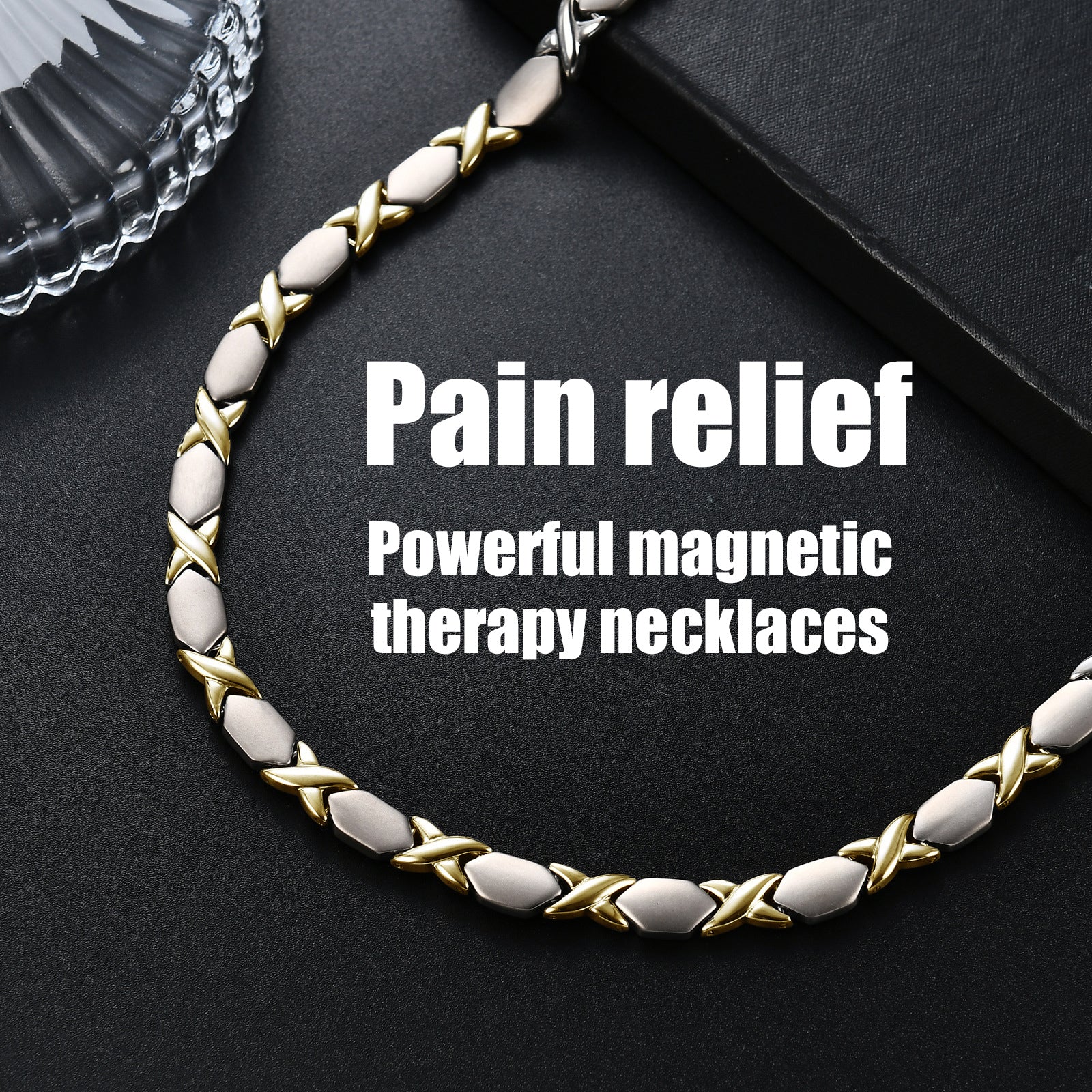 Experience The benefits of Magnetic Therapy with Our Titanium Magnetic Necklace Bright Silver Cross