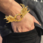 Mens Silver Bracelet Heavy Sterling Silver Dragon Bracelet - CIVIBUY