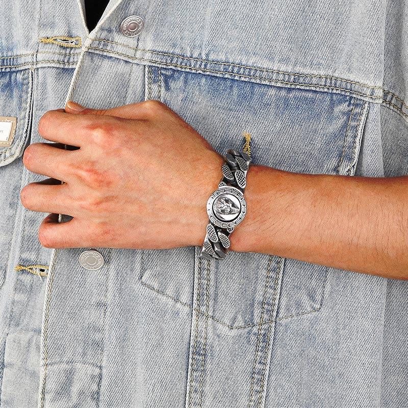 Cuba stainless steel wolf bracelet for men wolf style bracelet D4-B - CIVIBUY