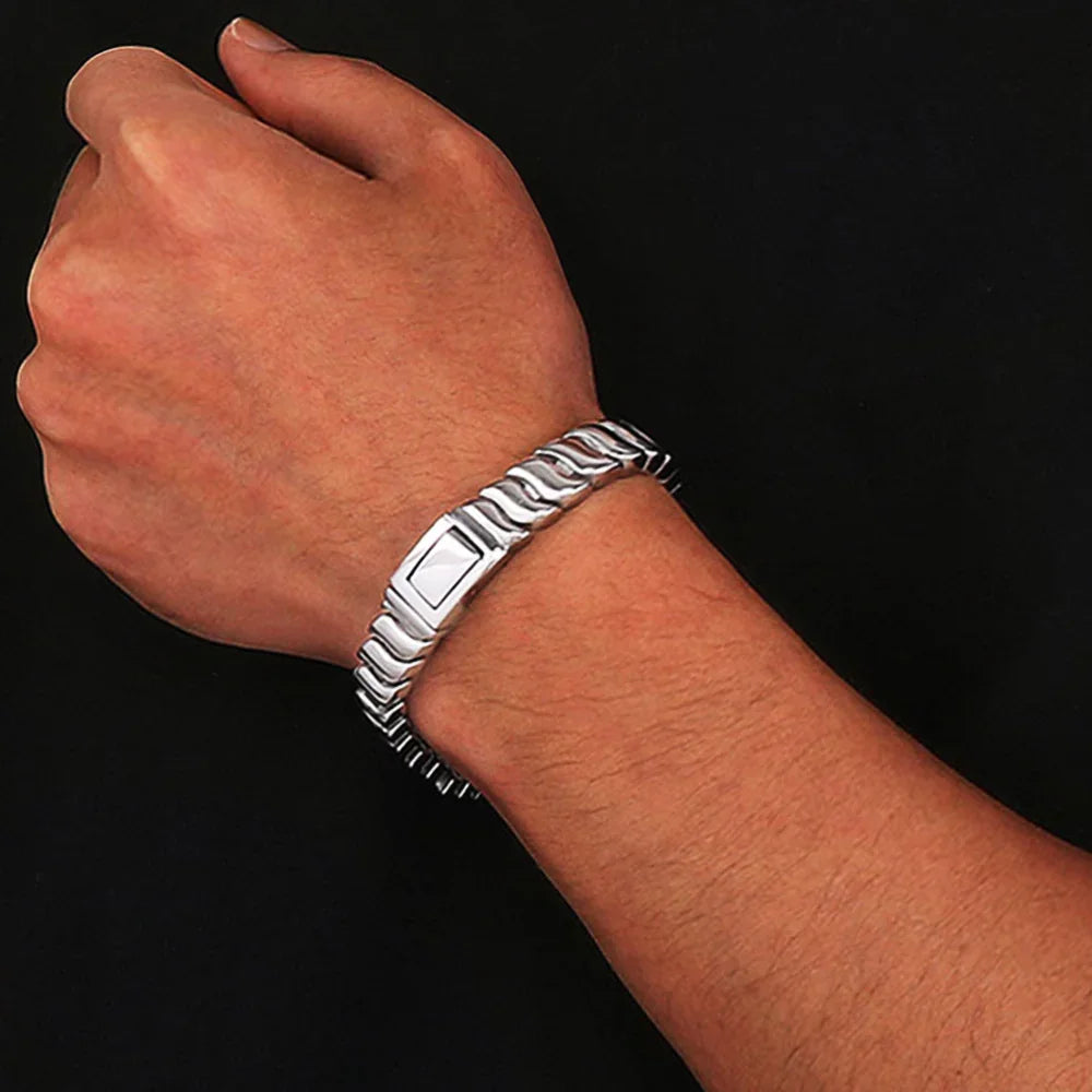 Cuba stainless steel heavy bracelet for men biker style bracelet D4-K - CIVIBUY