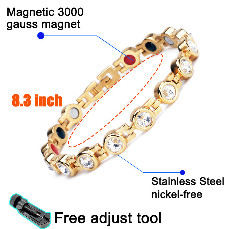 Stainless Steel Magnetic Therapy Bracelet Health Care Gift for Womens - CIVIBUY