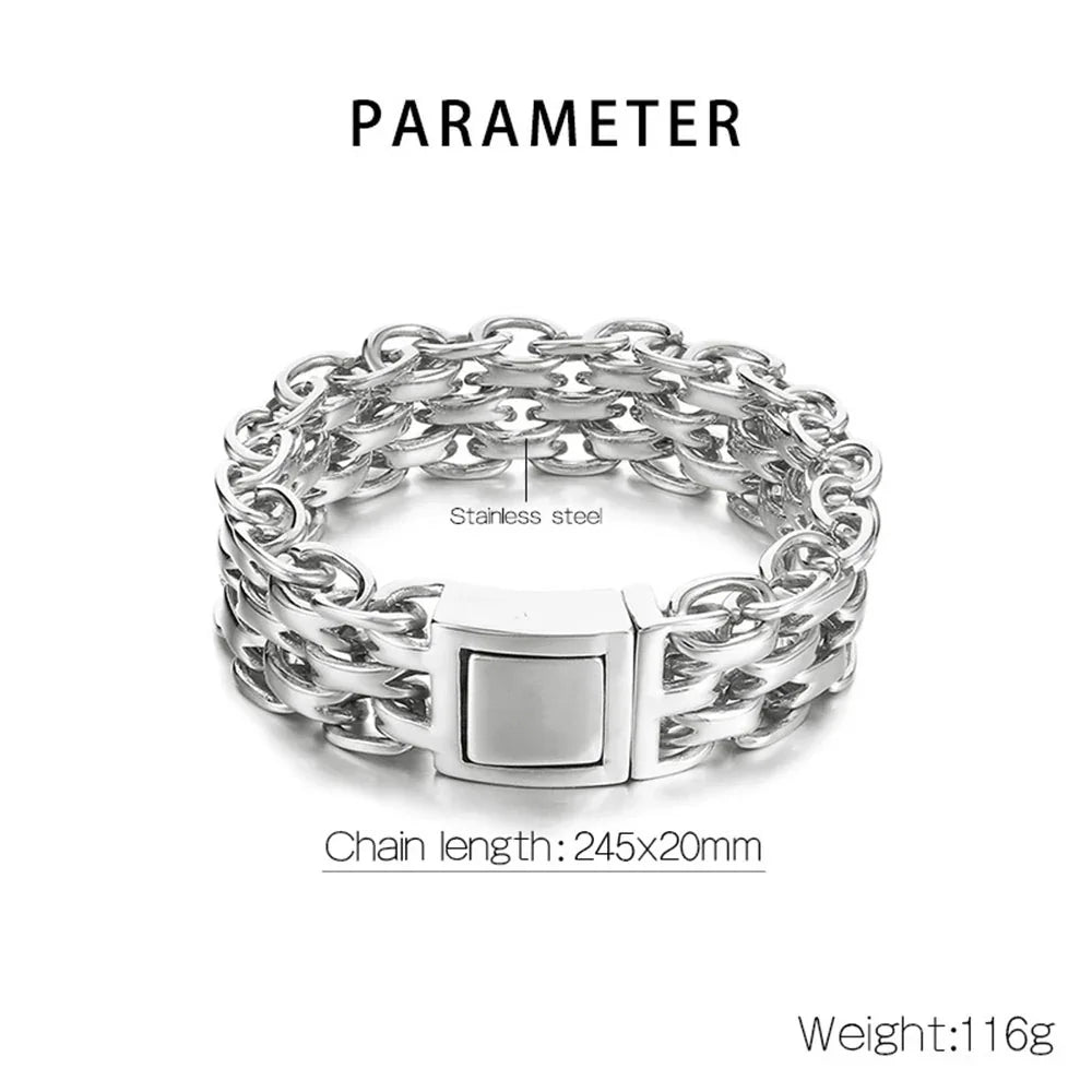 Heavy Motorcycle Double Chain Fashional Retro Strong Man Bracelet Gift 9ST-L - CIVIBUY