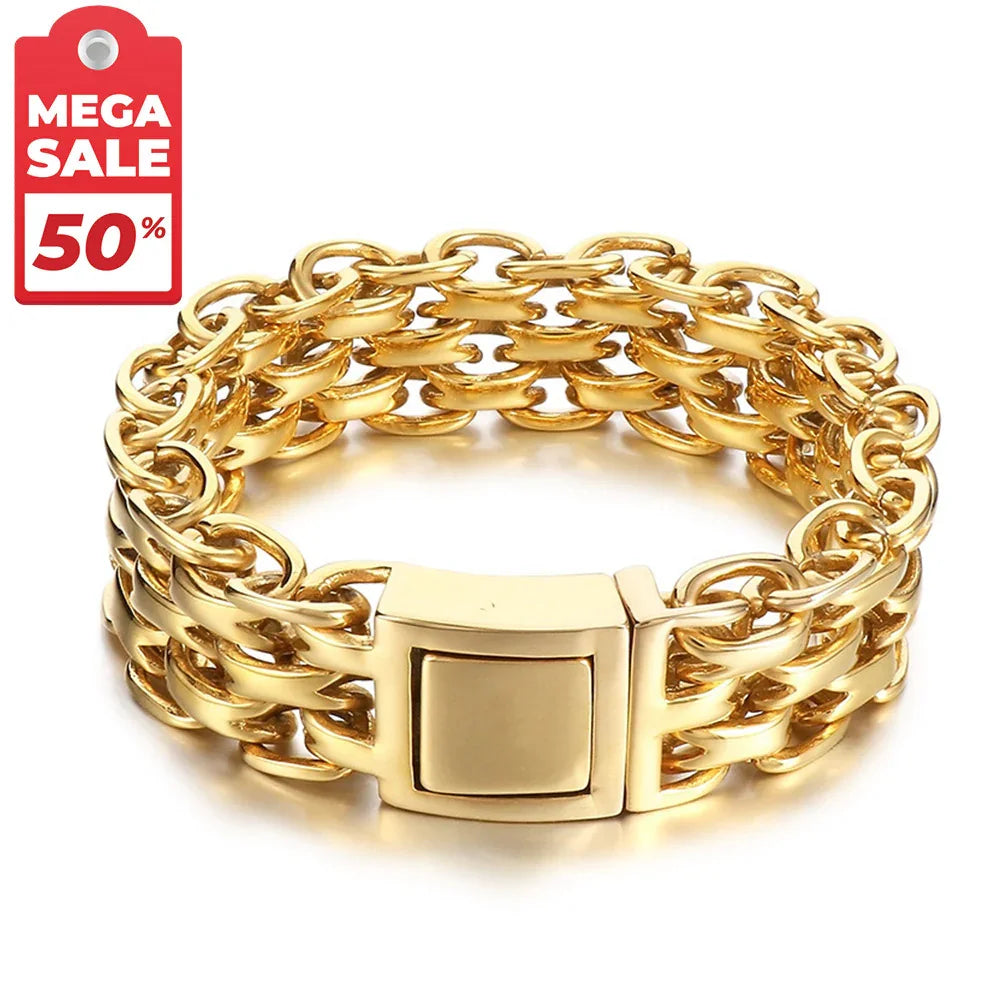 Heavy Motorcycle Double Chain Fashional Retro Strong Man Bracelet Gift 9ST-L - CIVIBUY