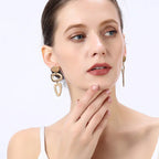 Matte Gold Dangle Earrings for Women Big Drop Earrings Long Geometric Statement Earrings - CIVIBUY