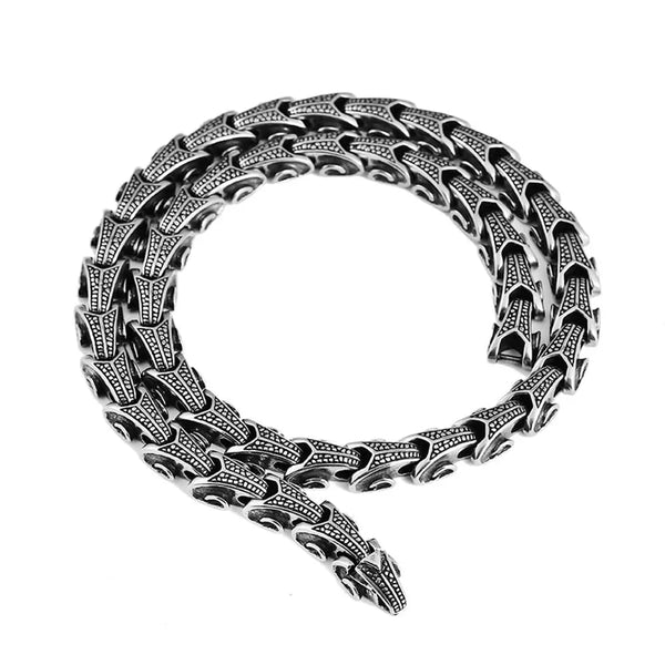 Stainless Steel Chain Necklace Handmade Punk Vintage Nordic Dragon Necklace