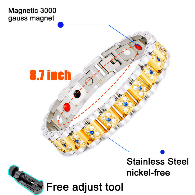 Zircon Magnetic Bracelet for Men Tungsten Arthritis Pain Relief Bracelet - CIVIBUY