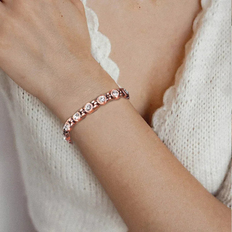 Sparkly Effective Women Magnetic zircon Copper Bracelets for Arthritis pains - CIVIBUY