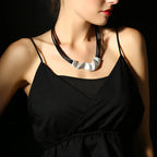 Black Leather Chokers chunky Necklace for women pendant Jewelry - CIVIBUY