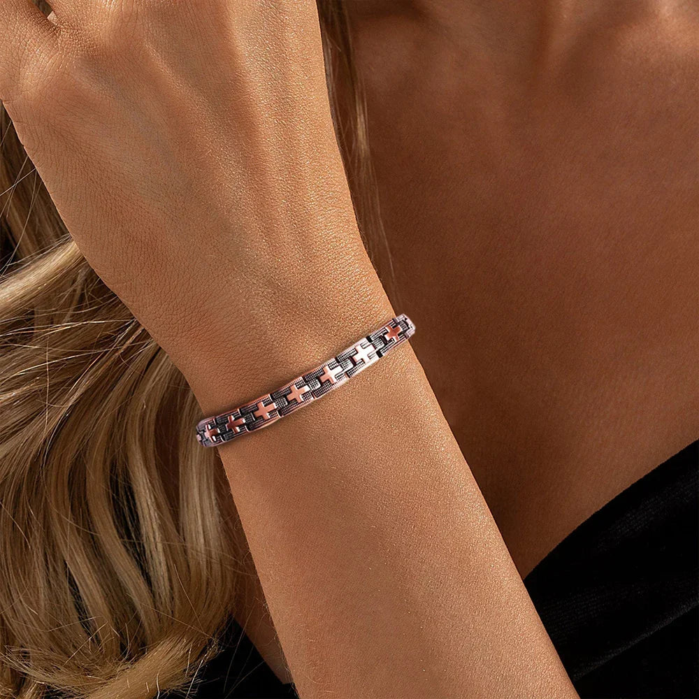 100% Pure Copper Magnetic Bracelet for Men & Women - Cross Design
