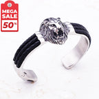 Lion Head Men's Titanium Steel Bracelet N2E-G03 - CIVIBUY