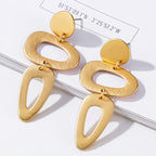 Matte Gold Dangle Earrings for Women Big Drop Earrings Long Geometric Statement Earrings - CIVIBUY