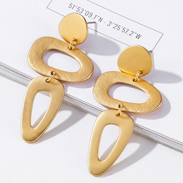 Matte Gold Dangle Earrings for Women Big Drop Earrings 【5Pack】