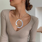 Two Circle Pendant Gold Circle Pendant Gold Round Pendant 18 Inches - CIVIBUY