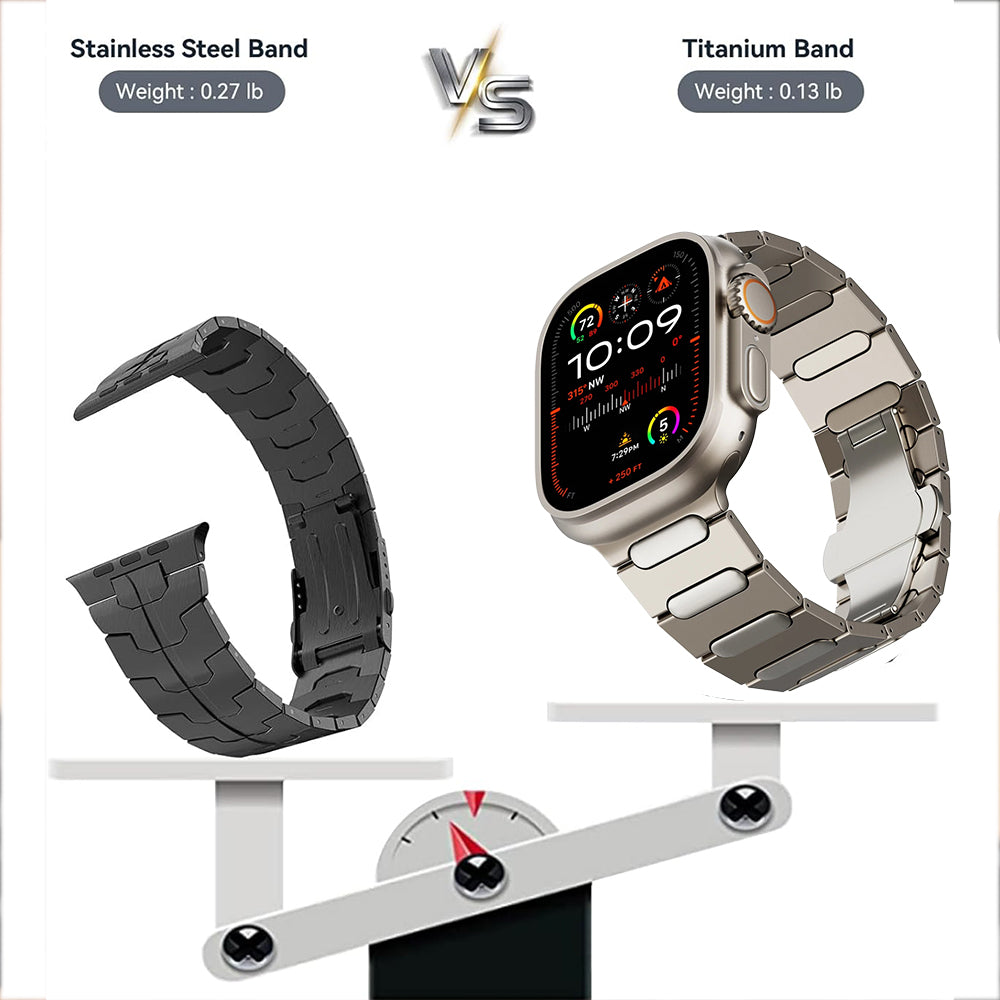 Compatible for Apple Watch Ultra 2 Band 49mm Titanium Metal Strap with Hidden Buckle Compatible for Apple Watch Ultra/Series 9/8 45mm Bands