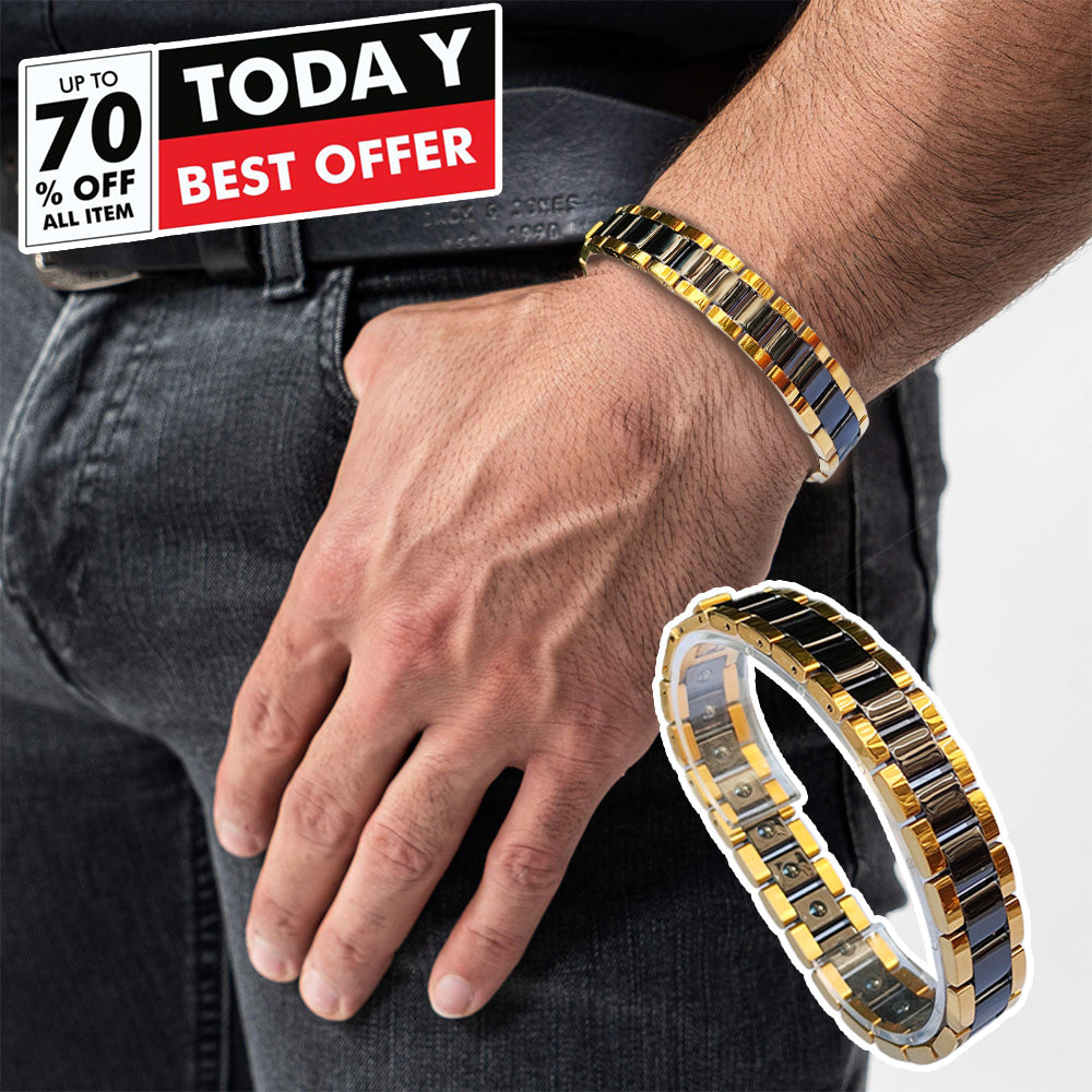 Magnetic bracelets for Pain Relief Men ceramics Black bracelet - CIVIBUY