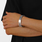 Stainless Steel 16MM Link Chain Heart Shape Wristband Men's Bracelets - CIVIBUY