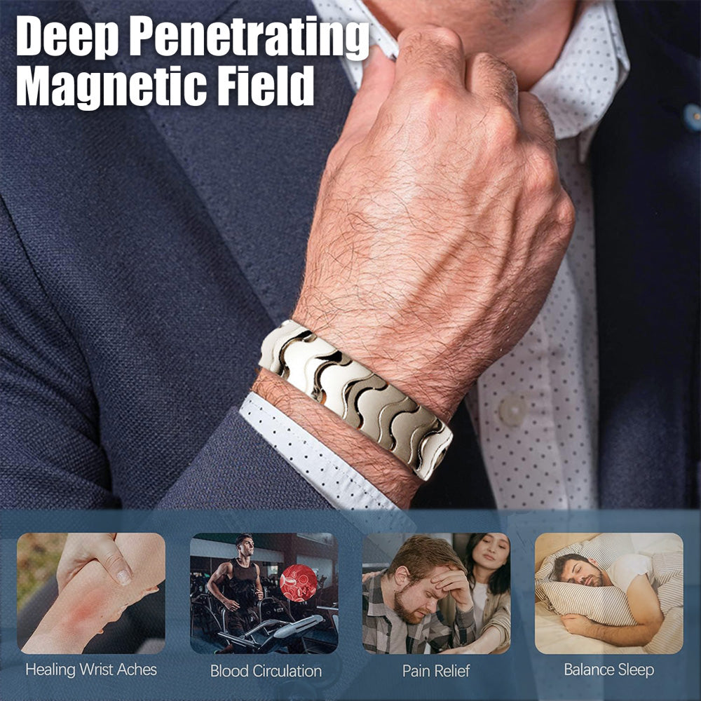 Alleviate arthritis pain with our strong magnetic bracelets for men, crafted from durable stainless steel for style and relief. 