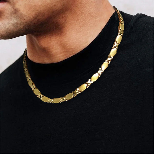 Gold Necklaces Men's Magnetic Therapy Necklaces Magnetic Necklace ,19.7 inchs FK-C9