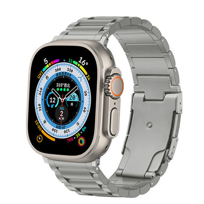 Titanium Metal Watchband Strap with Integrated Buckle for Apple iWatch 9