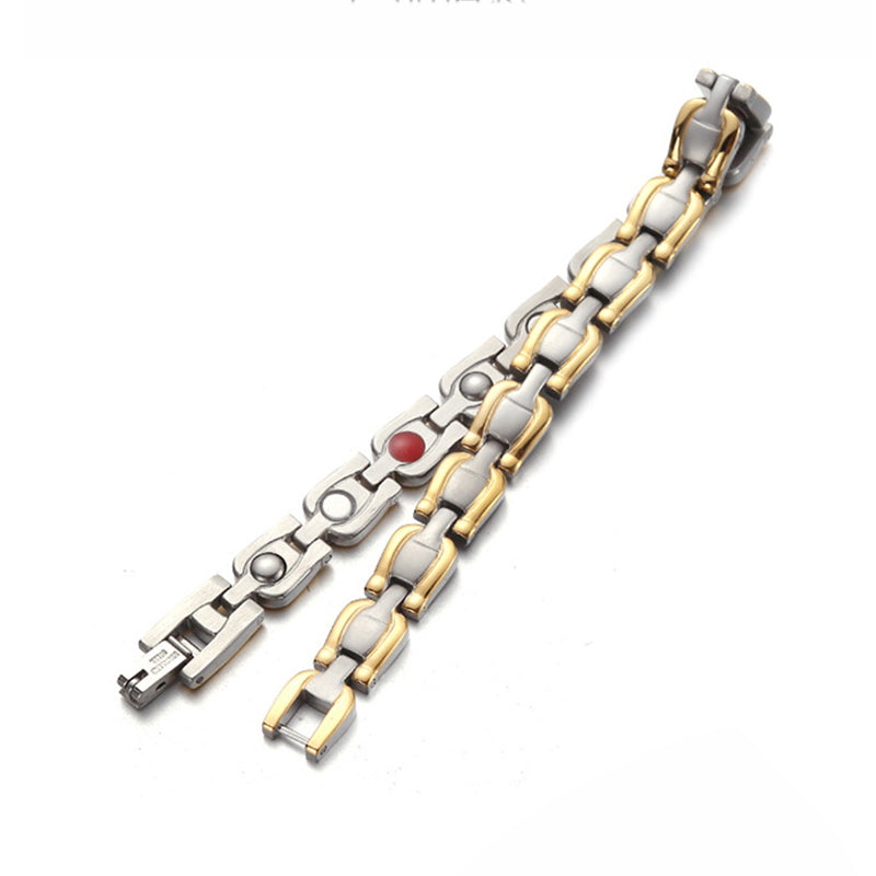 Silver Gold Tone Titanium Bracelet Magnetic Therapy Arthritis Chain Link