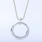 Long pendent Necklace Women silve Circle Pendant Punk Necklace Collar - CIVIBUY