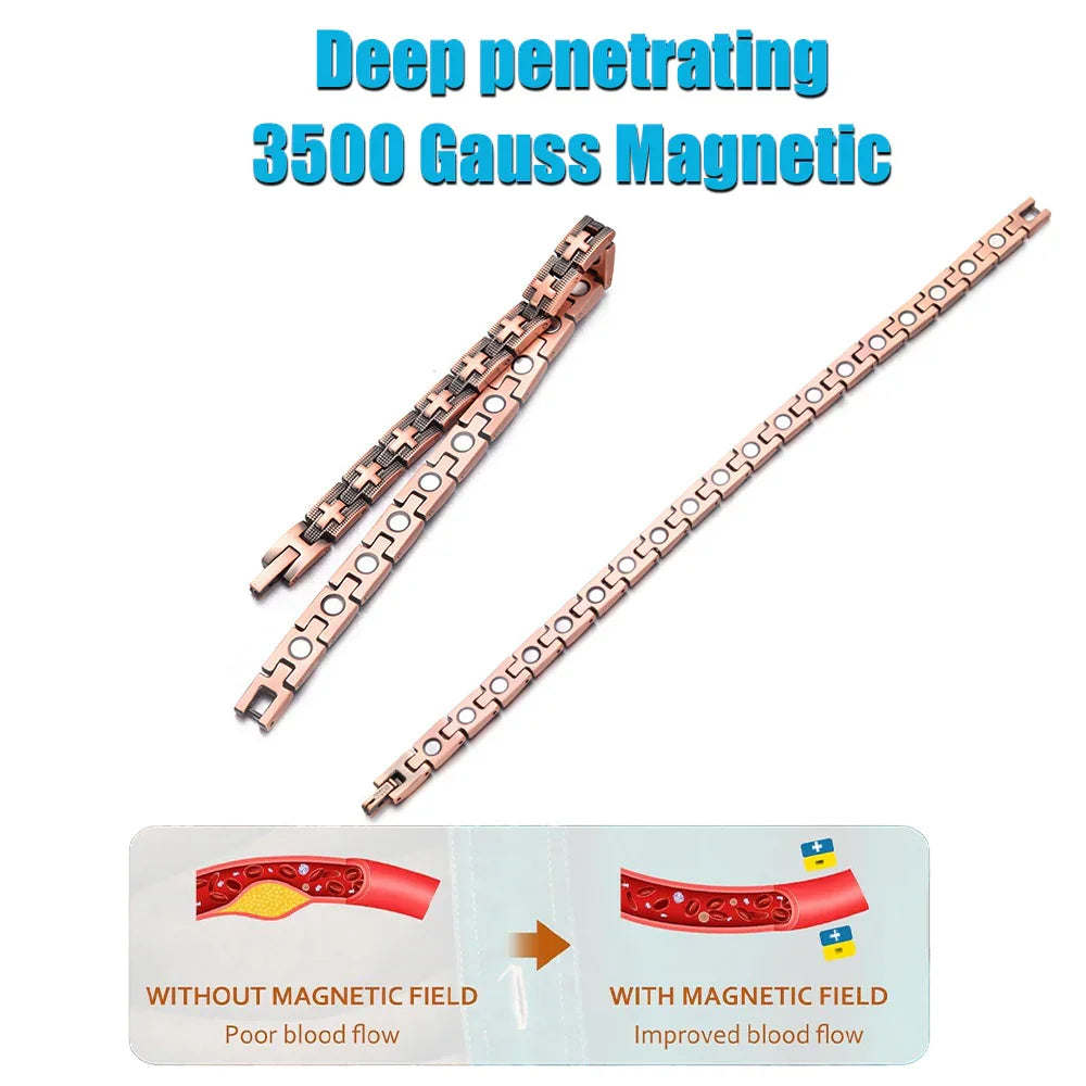 100% Pure Copper Magnetic Bracelet for Men & Women - Cross Design